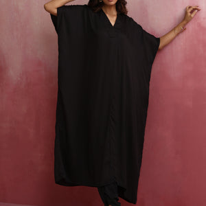 trueBrowns Black Modal Kaftan Kurta Set