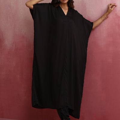 trueBrowns Black Modal Kaftan Kurta Set