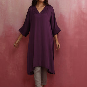 trueBrowns Purple Modal Kimono Kurta Set