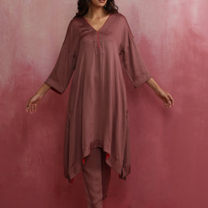 trueBrowns Brown Modal High low Kurta Set
