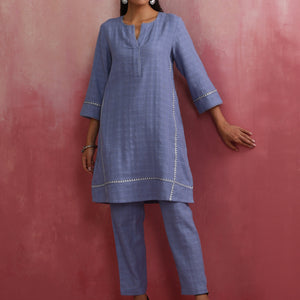 trueBrowns Sky Blue Cotton Kurta Co-ord set