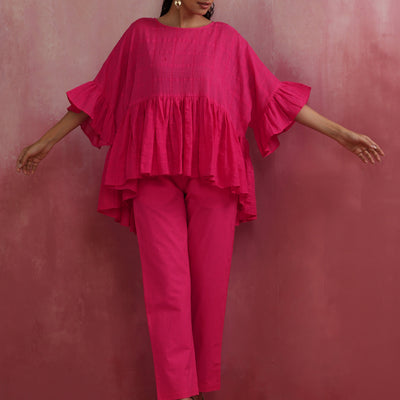 trueBrowns Pink Cotton Dobby Co-ord set