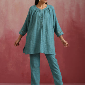 trueBrowns Light Blue Cotton Dobby Co-ord set