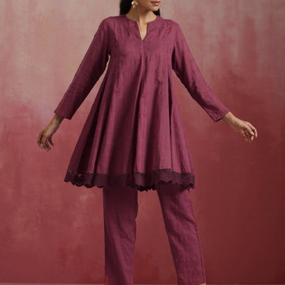 trueBrowns Mauve Cotton Dobby Co-ord set