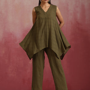 trueBrowns Olive Cotton Dobby Co-ord set