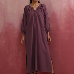 trueBrowns Light Purple Cotton Dobby Dress