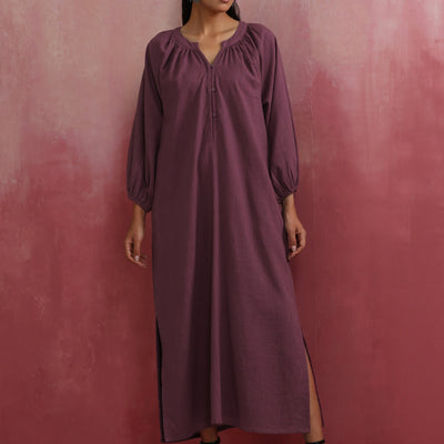 trueBrowns Light Purple Cotton Dobby Dress