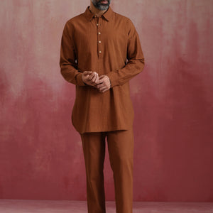 trueBrowns Men's Brown Cotton Co-ord set