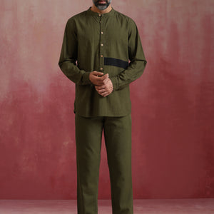 trueBrowns Men's Olive Cotton Co-ord set