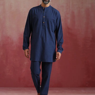 trueBrowns Men's Navy Cotton Co-ord set