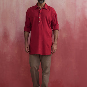 trueBrowns Men's Maroon Kurta