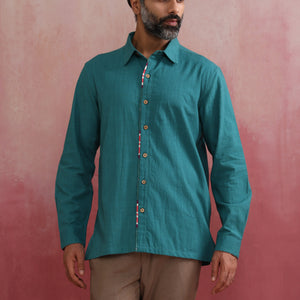 trueBrowns Men's Blue Cotton Shirt