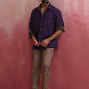 trueBrowns Men's Purple Cotton Shirt