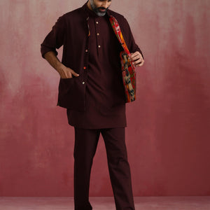 trueBrowns Men's Cola Ikat Reversible Nehru Jacket