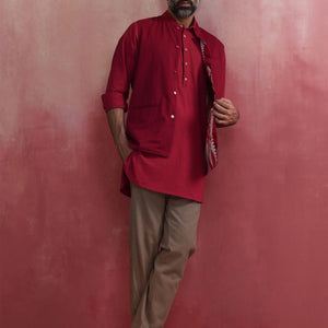 trueBrowns Men's Maroon Ikat Reversible  Nehru Jacket