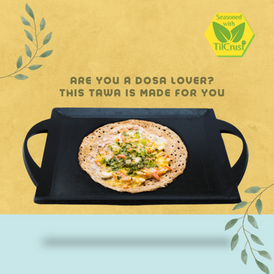 Trilonium Triple Seasoned Iron fry Griddle Tawa | Gas & Induction Compatible | Black