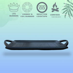 Trilonium Triple Seasoned Iron fry Griddle Tawa | Gas & Induction Compatible | Black