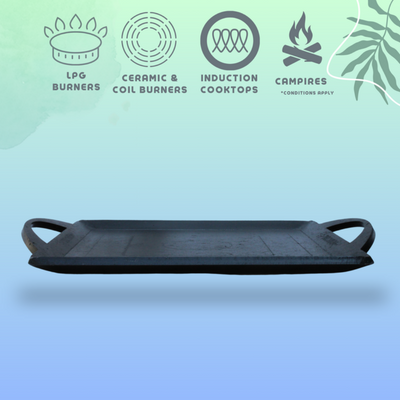 Trilonium Triple Seasoned Iron fry Griddle Tawa | Gas & Induction Compatible | Black