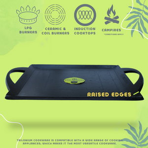 Trilonium Triple Seasoned Iron fry Griddle Tawa | Gas & Induction Compatible | Black