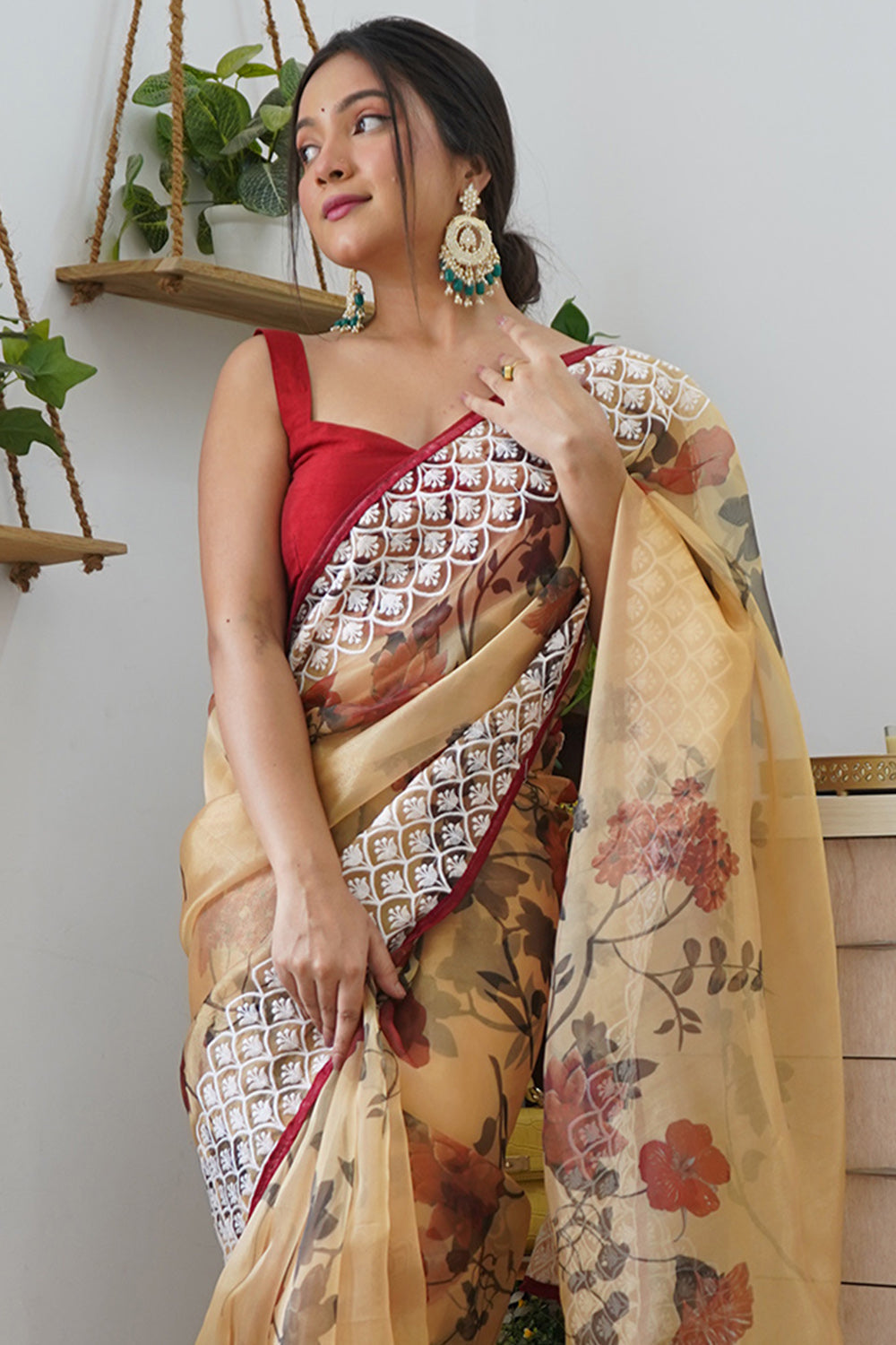 Mustard Yellow Organza Saree