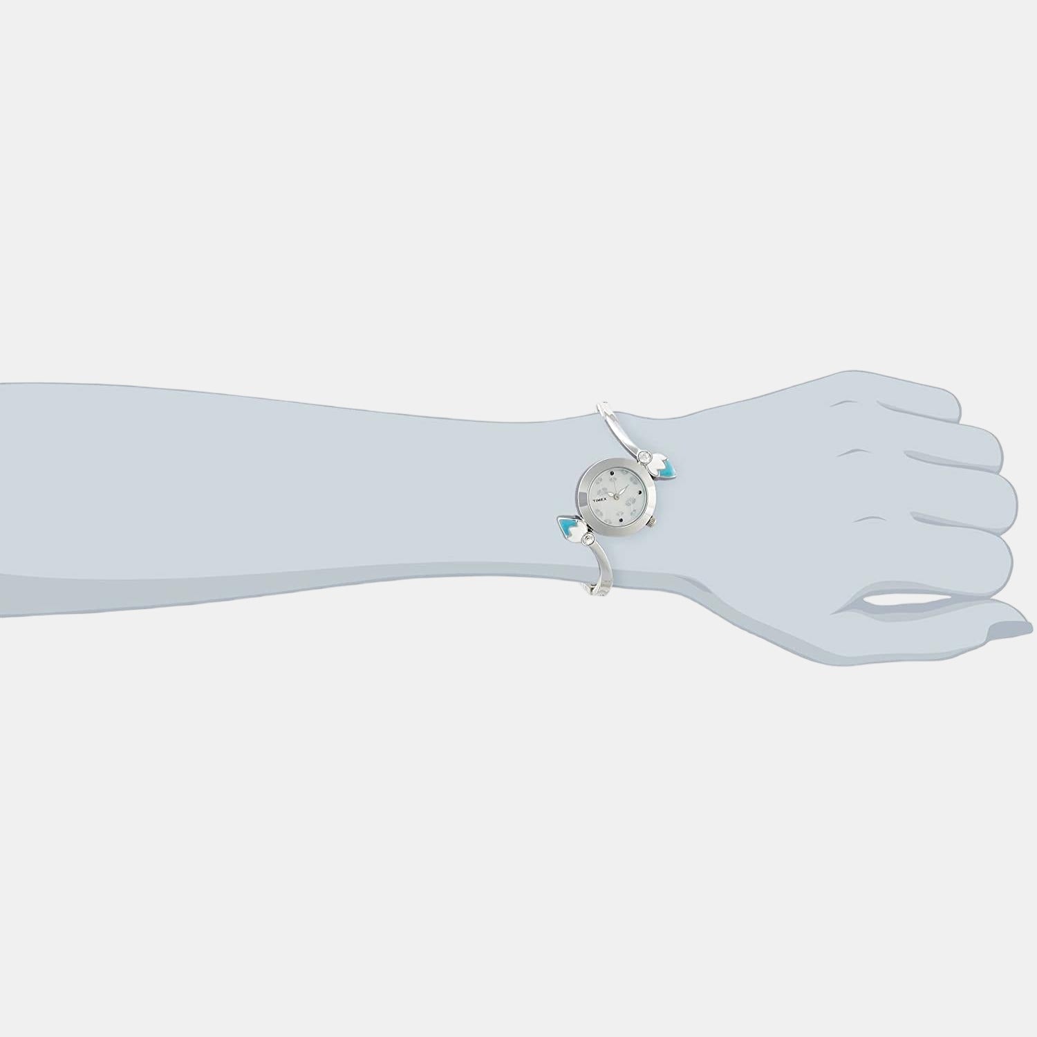 Bangled Women Quartz Silver Dial Analog Stainless Steel Watch TI000N80600