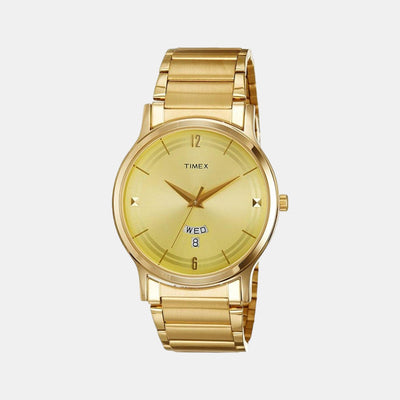 Classics Men Quartz Gold Dial Analog Stainless Steel Watch TI000R421