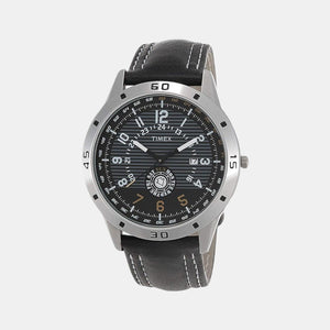 Fashion Men Quartz Black Dial Analog Leather Watch TI000U90100