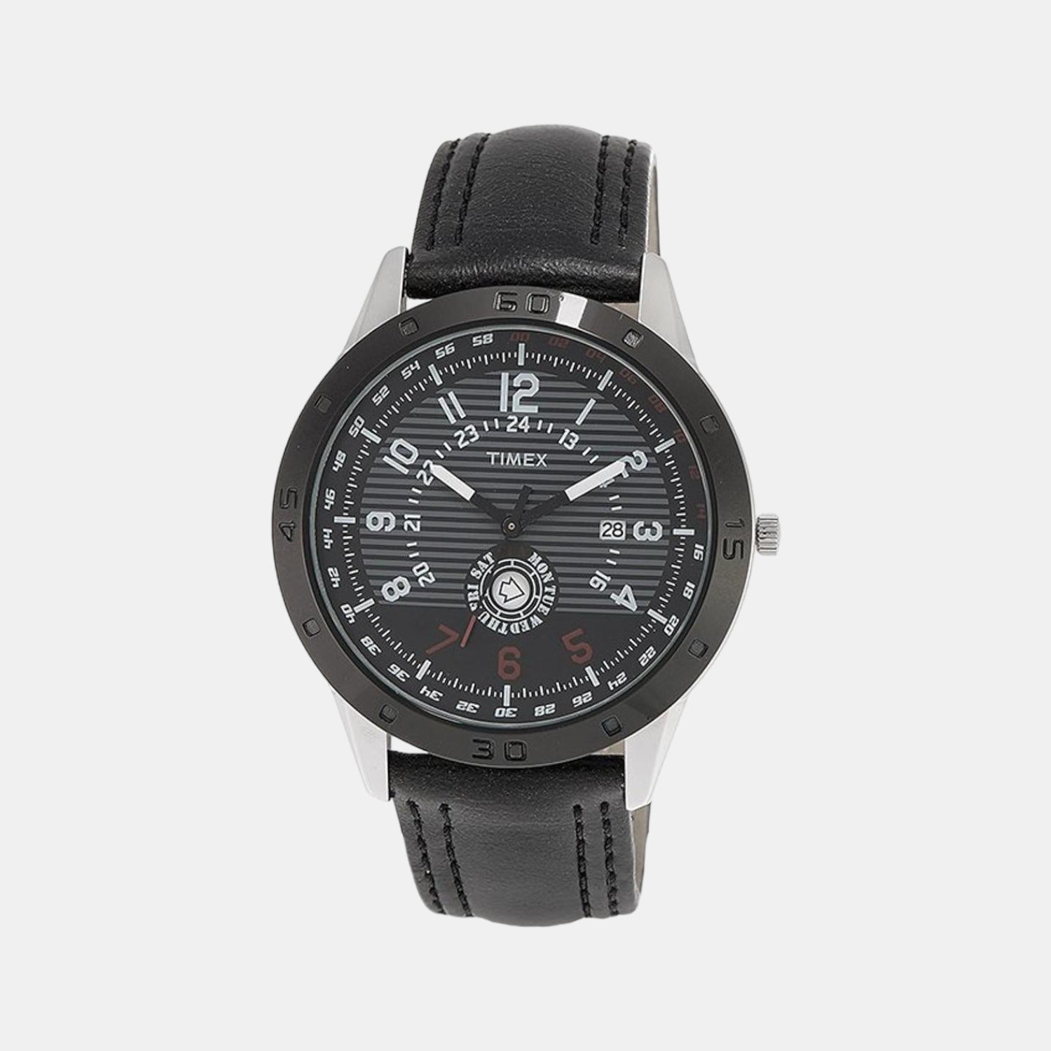 Fashion Men Quartz Black Dial Analog Leather Watch TI000U90200