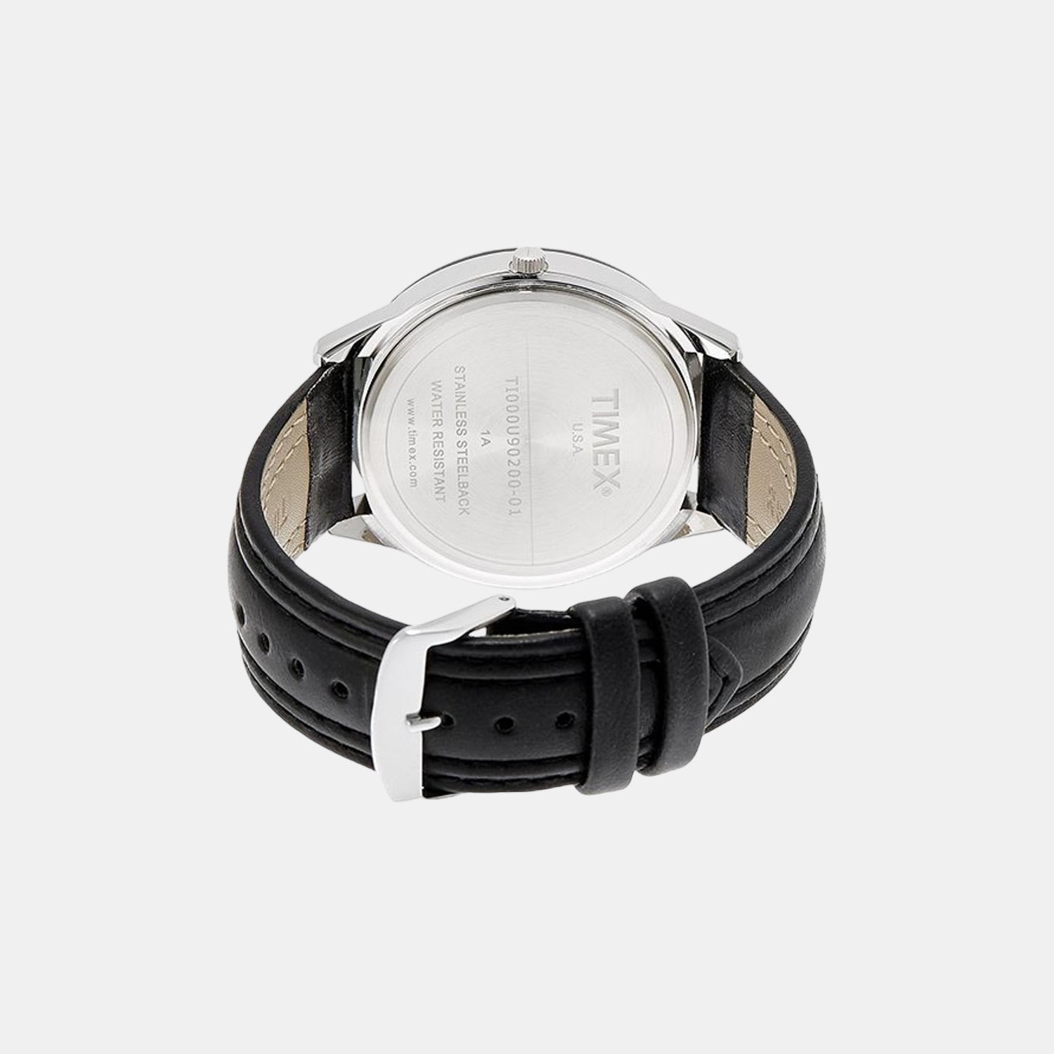 Fashion Men Quartz Black Dial Analog Leather Watch TI000U90200