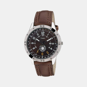 Fashion Men Quartz Brown Dial Analog Leather Watch TI000U90300