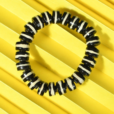 Black & White Beaded Stretchable Bracelet by Bamboo Tree Jewels