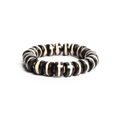Black & White Beaded Stretchable Bracelet by Bamboo Tree Jewels