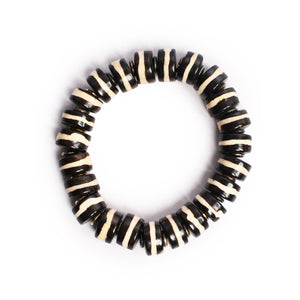 Black & White Beaded Stretchable Bracelet by Bamboo Tree Jewels