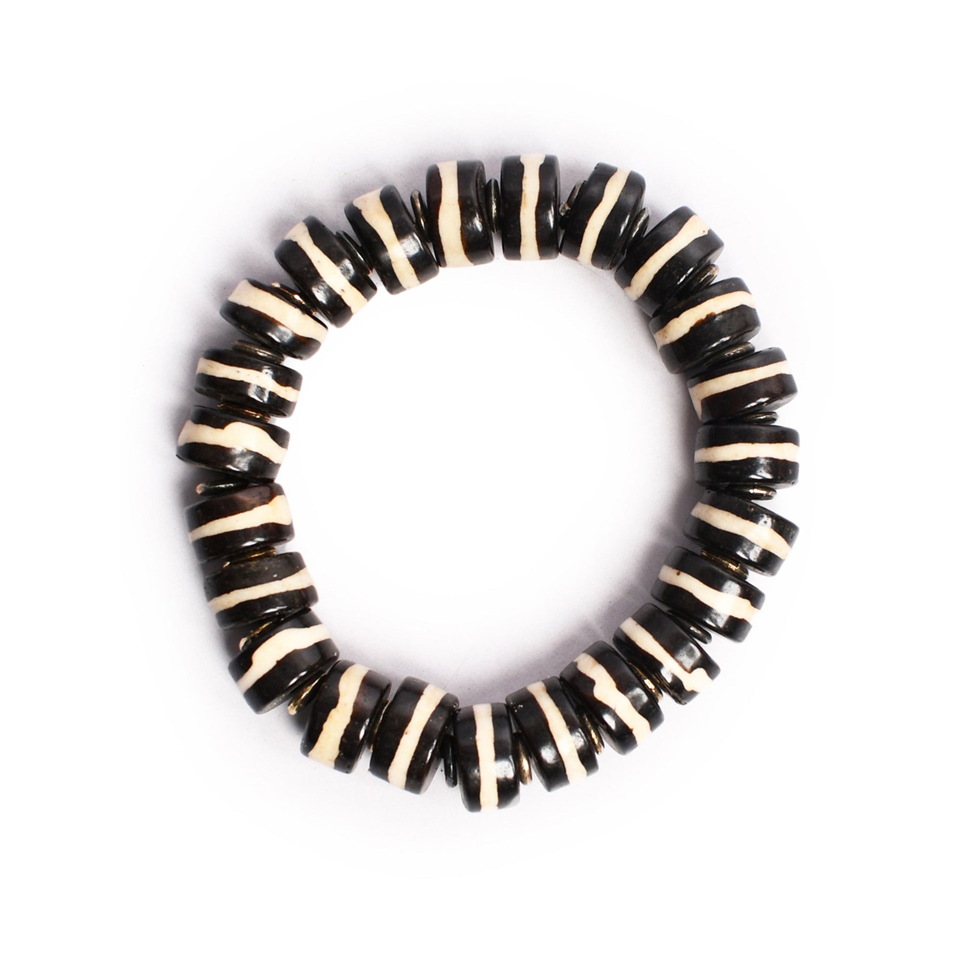 Black & White Beaded Stretchable Bracelet by Bamboo Tree Jewels
