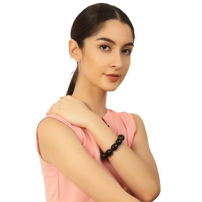 Black Stone Stretchable Bracelet by Bamboo Tree Jewels