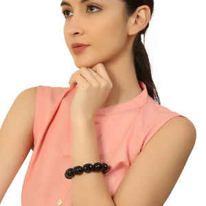 Black Stone Stretchable Bracelet by Bamboo Tree Jewels