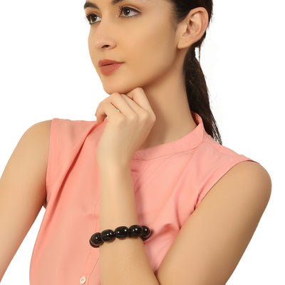 Black Stone Stretchable Bracelet by Bamboo Tree Jewels