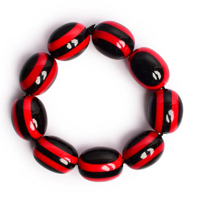 Black & Red Stone Stretchable Bracelet by Bamboo Tree Jewels