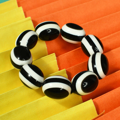 Black & White Stone Stretchable Bracelet by Bamboo Tree Jewels