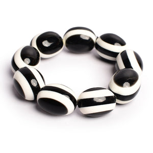Black & White Stone Stretchable Bracelet by Bamboo Tree Jewels