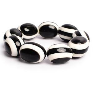 Black & White Stone Stretchable Bracelet by Bamboo Tree Jewels