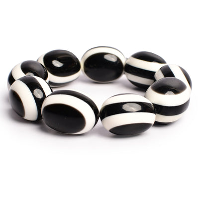 Black & White Stone Stretchable Bracelet by Bamboo Tree Jewels