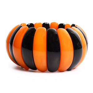 Black & Orange Beaded Stretchable Bracelet by Bamboo Tree Jewels