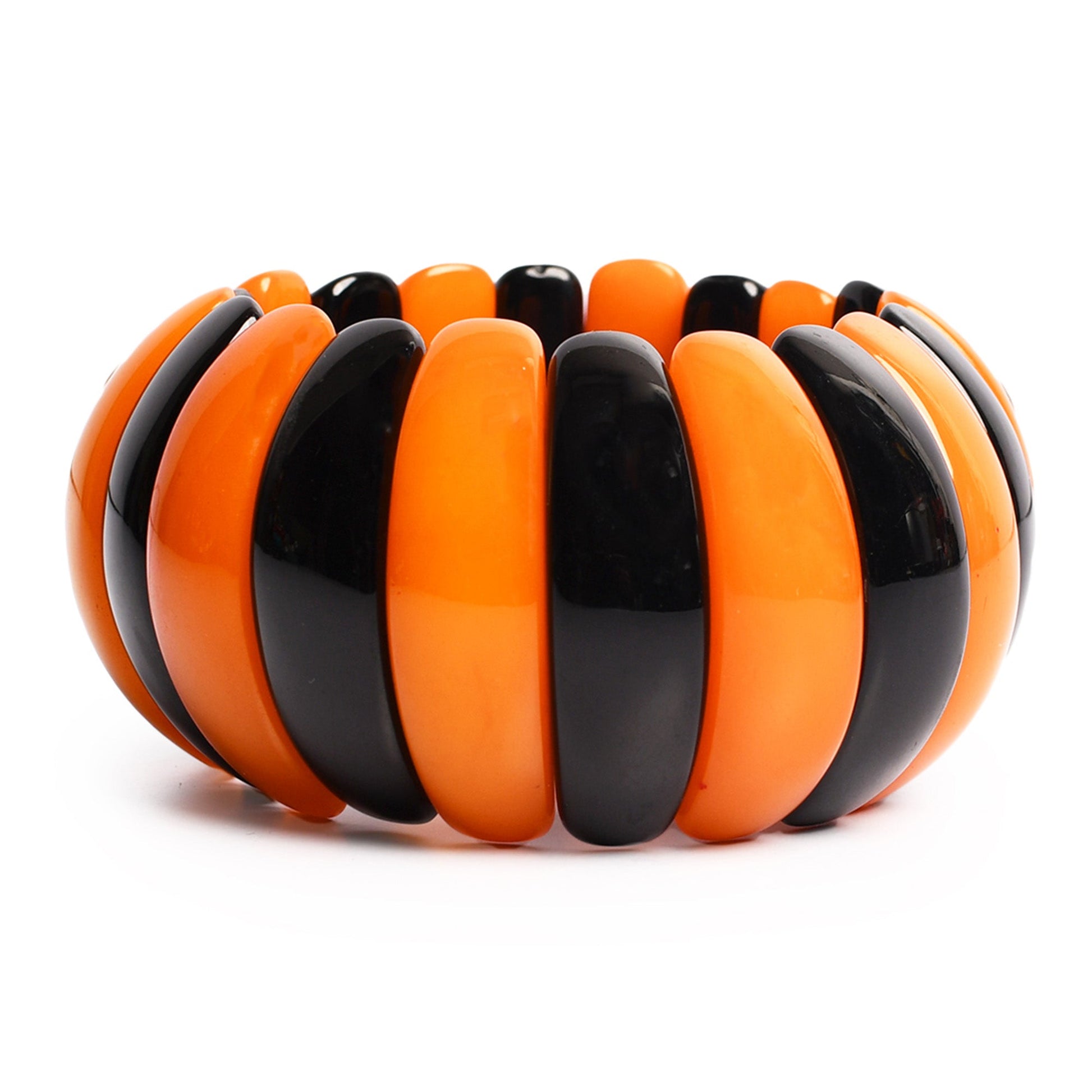 Black & Orange Beaded Stretchable Bracelet by Bamboo Tree Jewels