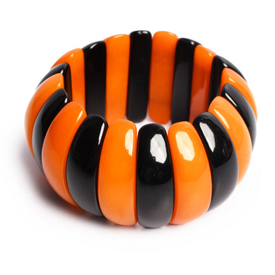 Black & Orange Beaded Stretchable Bracelet by Bamboo Tree Jewels