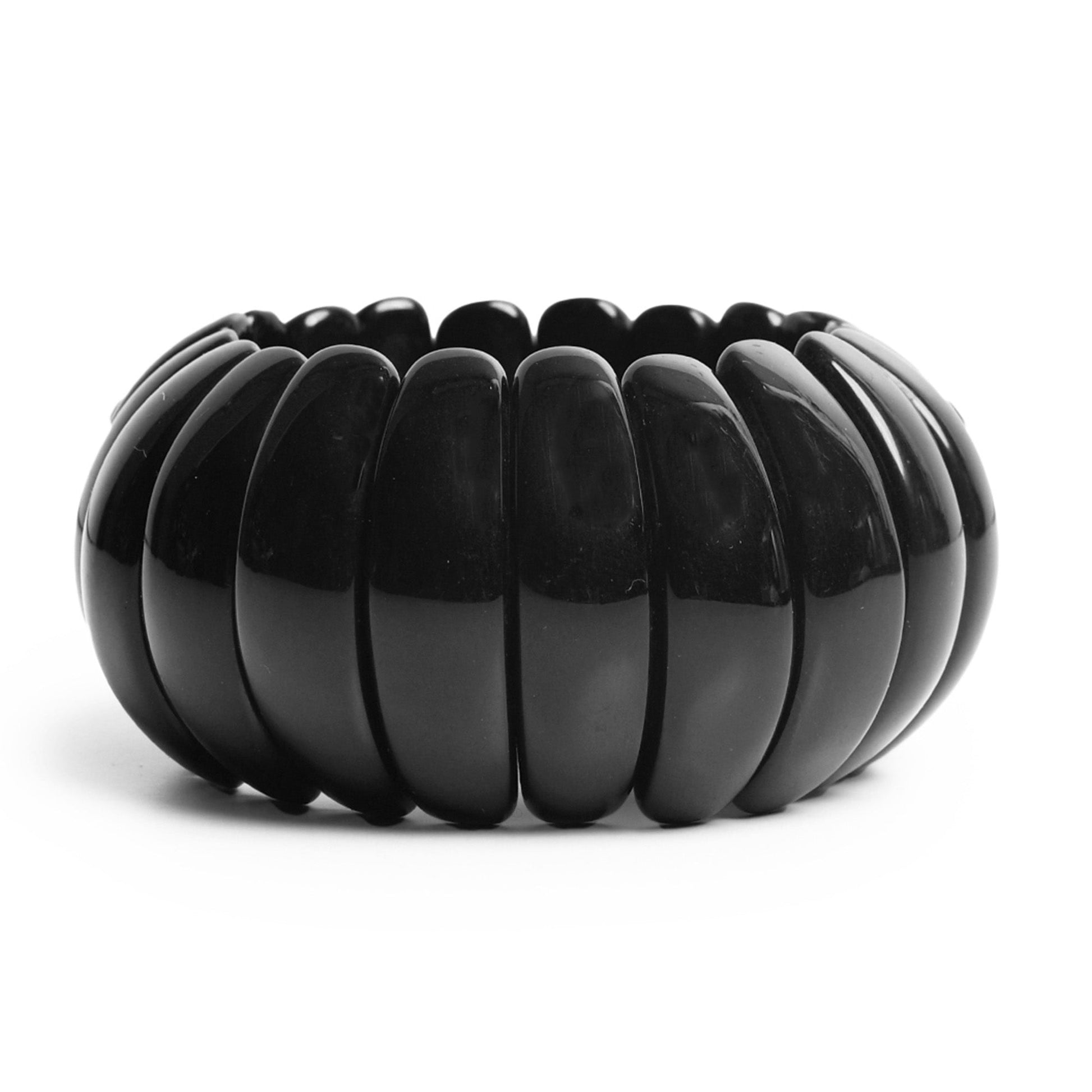 Black Beaded Stretchable Bracelet by Bamboo Tree Jewels