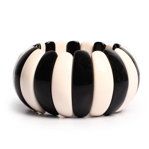 Black & White Beaded Stretchable Bracelet by Bamboo Tree Jewels