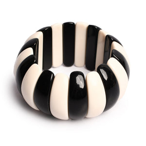 Black & White Beaded Stretchable Bracelet by Bamboo Tree Jewels