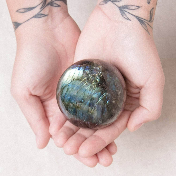 Labradorite Blue Flame Sphere with Tripod - 1 of a Kind