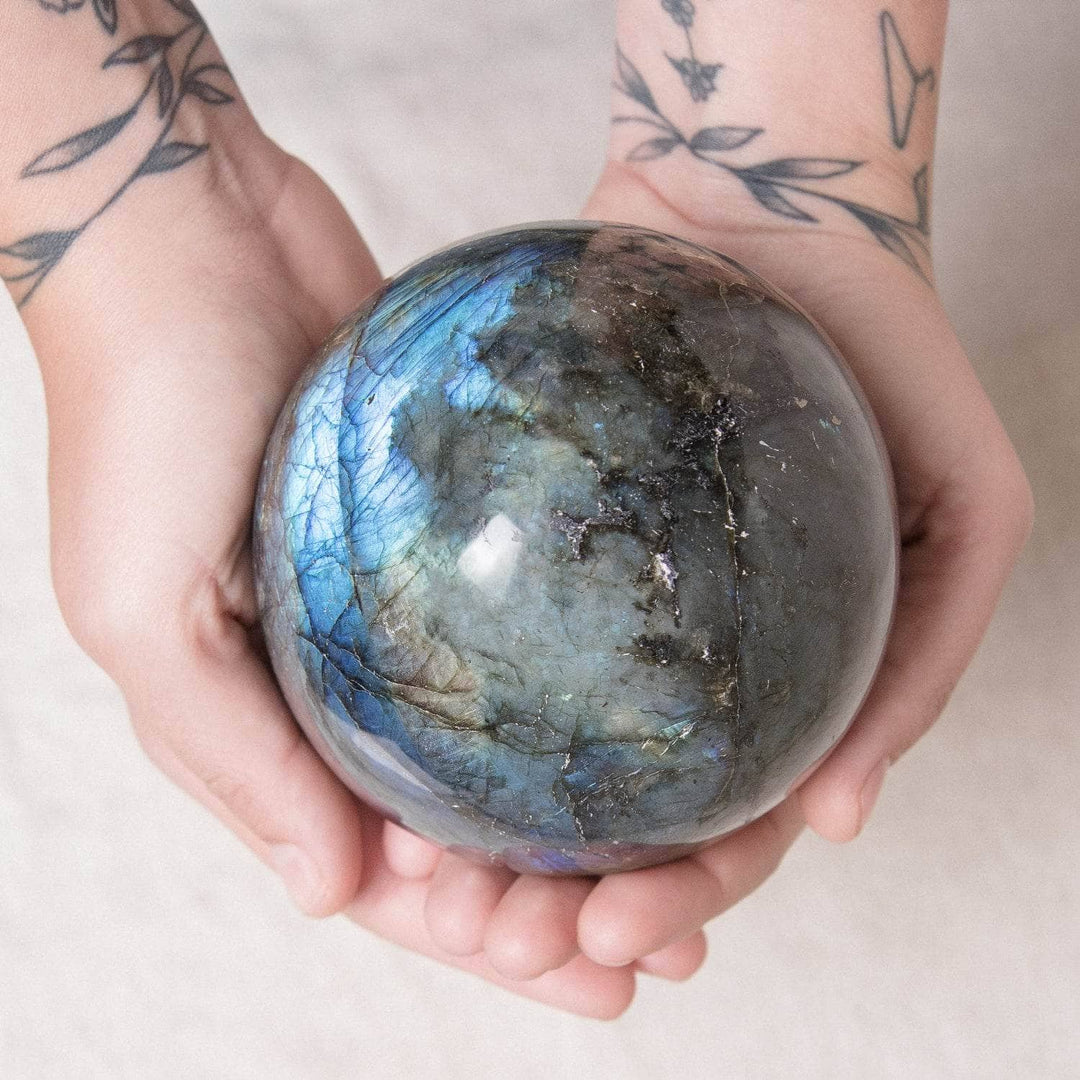 Labradorite Blue Flame Sphere with Tripod - 1 of a Kind